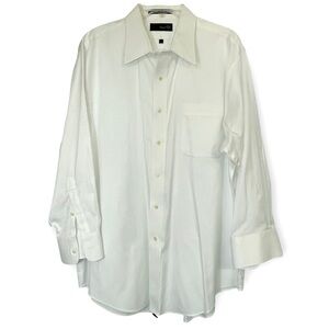 Marshall Fields white long sleeve button down shirt cotton no iron  17 1/2/32‍﻿﻿